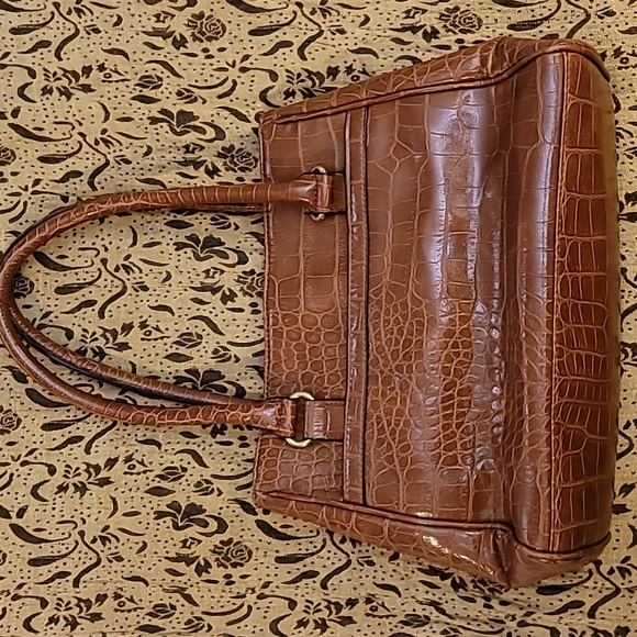 Anne Klein brown reptile pattern purse satchel - Picture 4 of 12